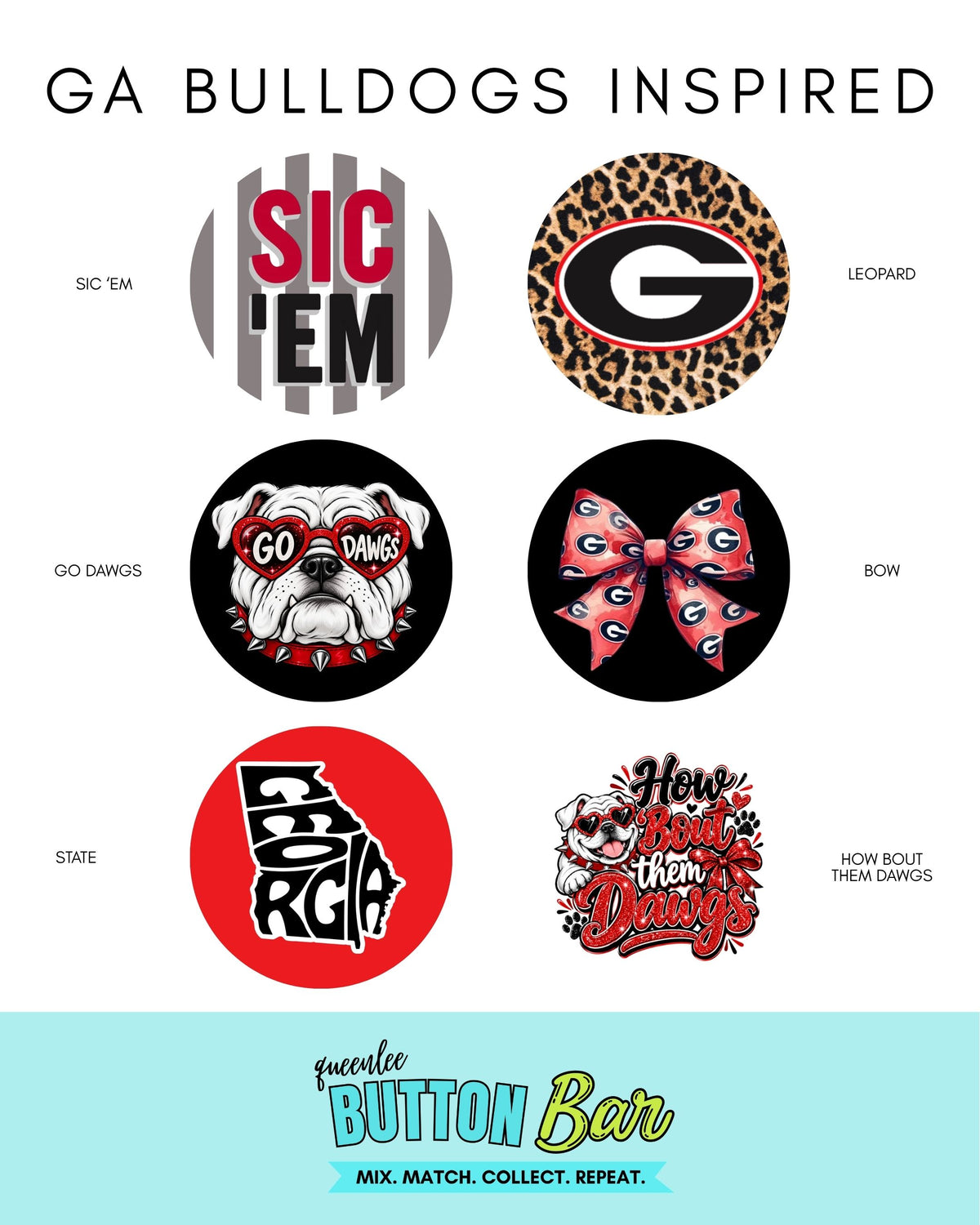 GA Bulldogs Inspired (3") Buttons